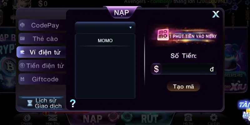 Cách nạp tiền 789club bằng ví MoMo tiện lợi 