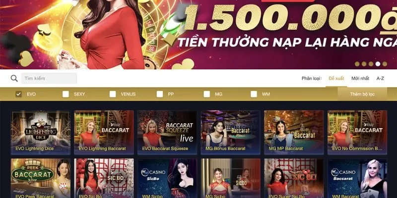 Casino online cung cấp hàng trăm bàn cược mỗi giờ