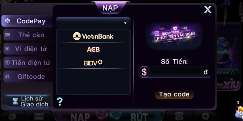 Hướng dẫn cách nạp tiền tại 789club qua ngân hàng