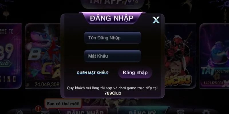 Người chơi đăng nhập tài khoản hội viên 